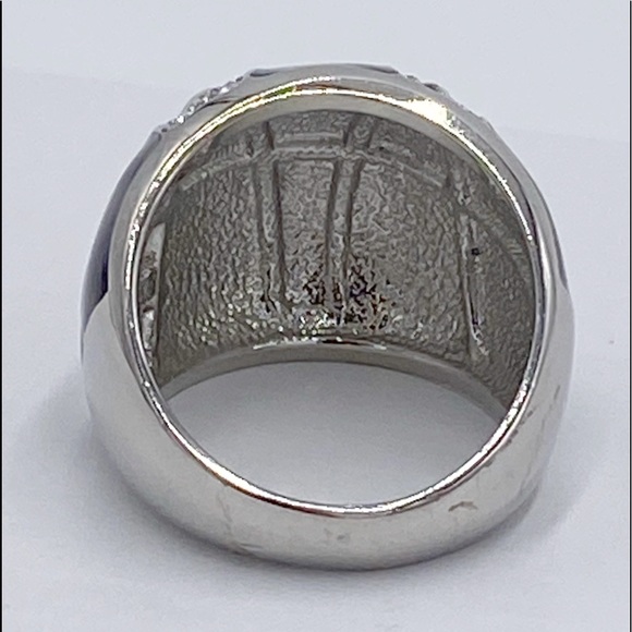 Enamel Statement Ring, Rhinestone Black Ring - Picture 5 of 8